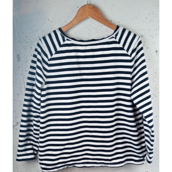 Banana Republic Women's Size XL Top Navy & Cream Nautical Striped Long Sleeve - Picture 2 of 6
